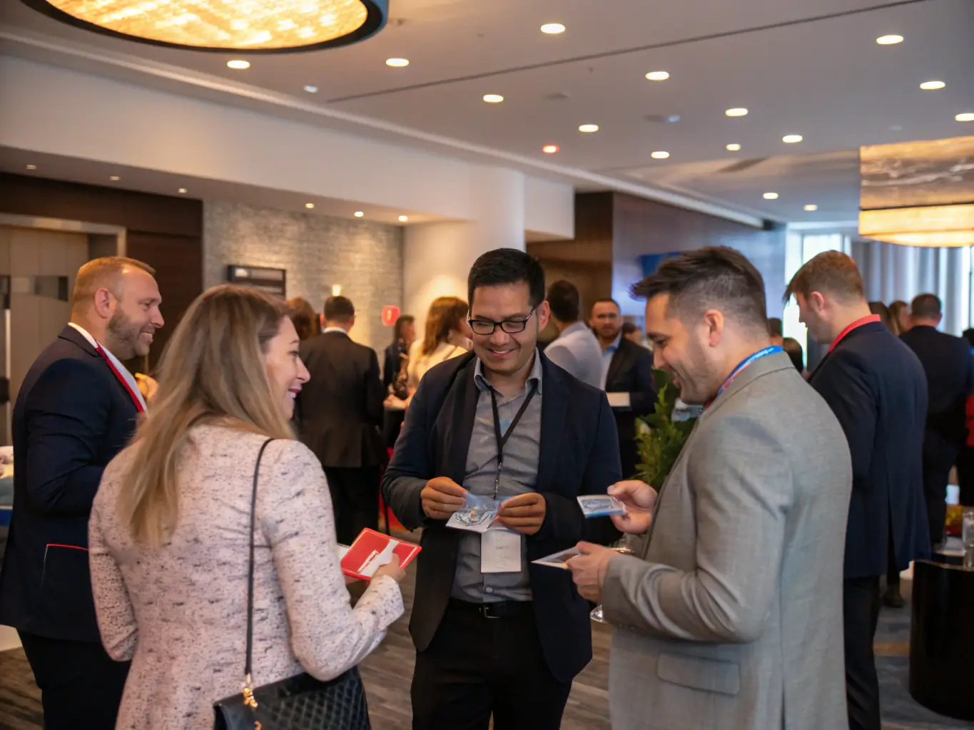 A vibrant corporate event setup with branded materials and professional catering, highlighting AvyUsa's ability to manage successful corporate gatherings.